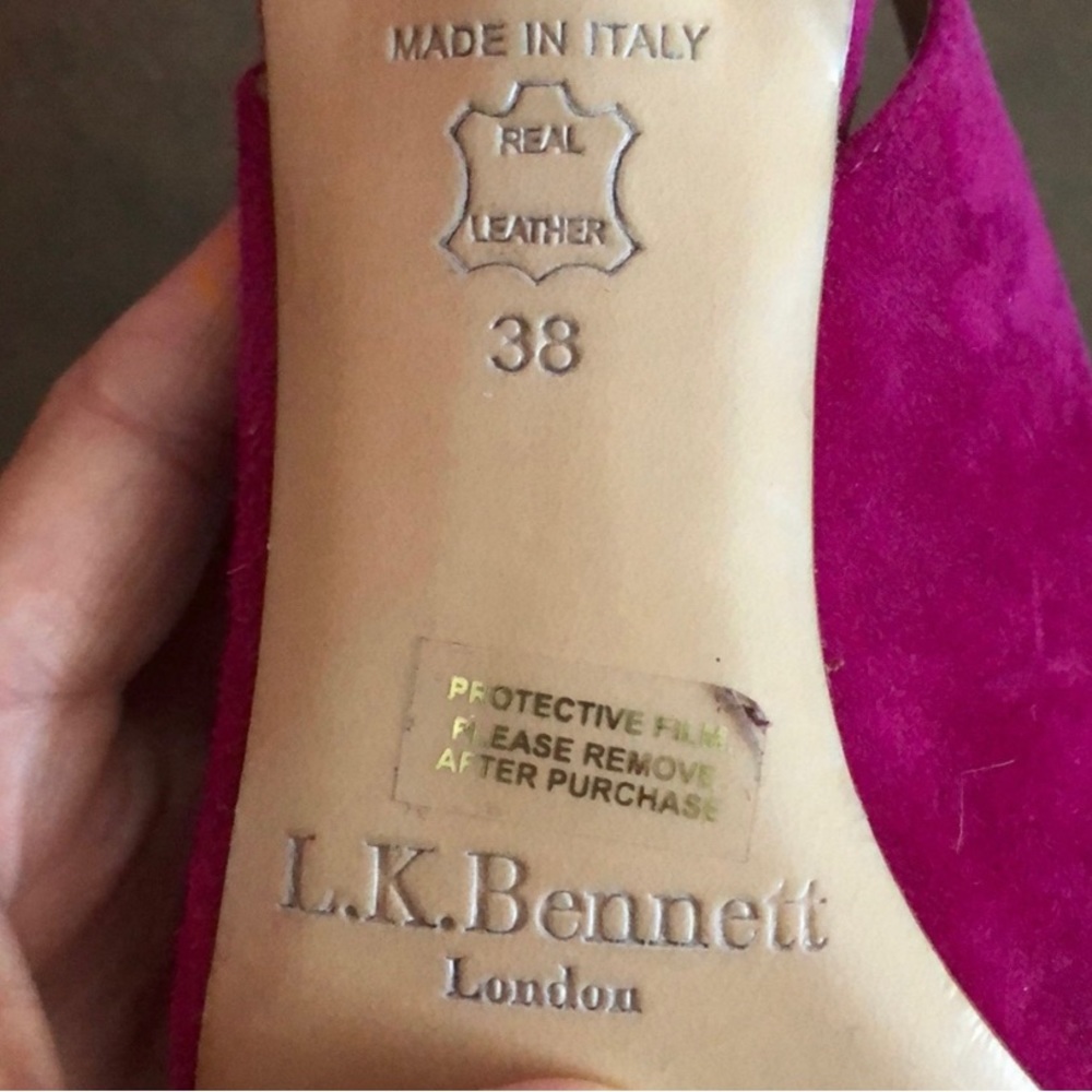 L.K. Bennett pink suede sling backs Size 38 ππ - Picture 2 of 5